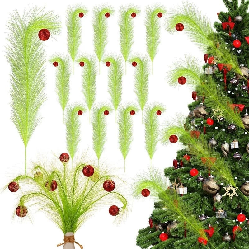 Pampas Grass Decor - 크리스마스 트위스티드 그린 브랜치 엘프 장식,