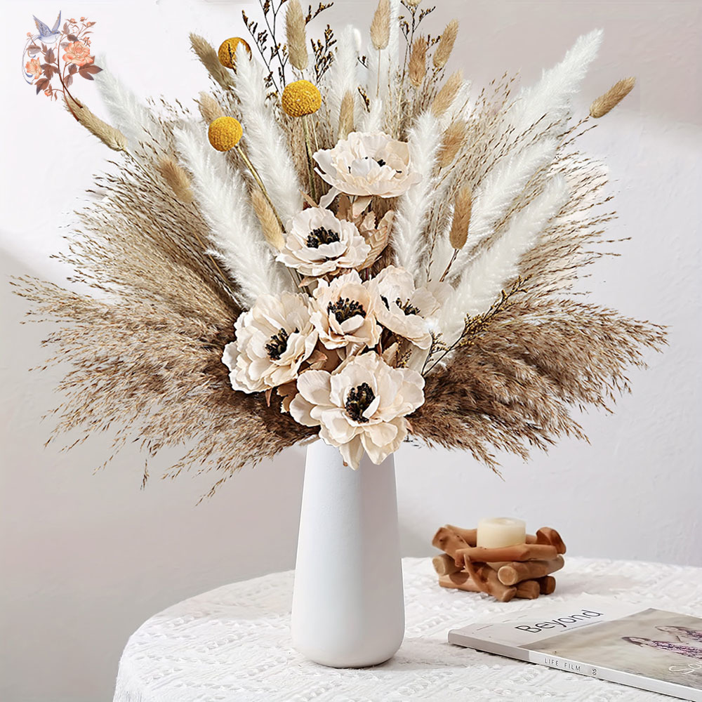Pampas Grass Decor - 55Pcs 인공 꽃 꽃다발 푹신한 팜파스