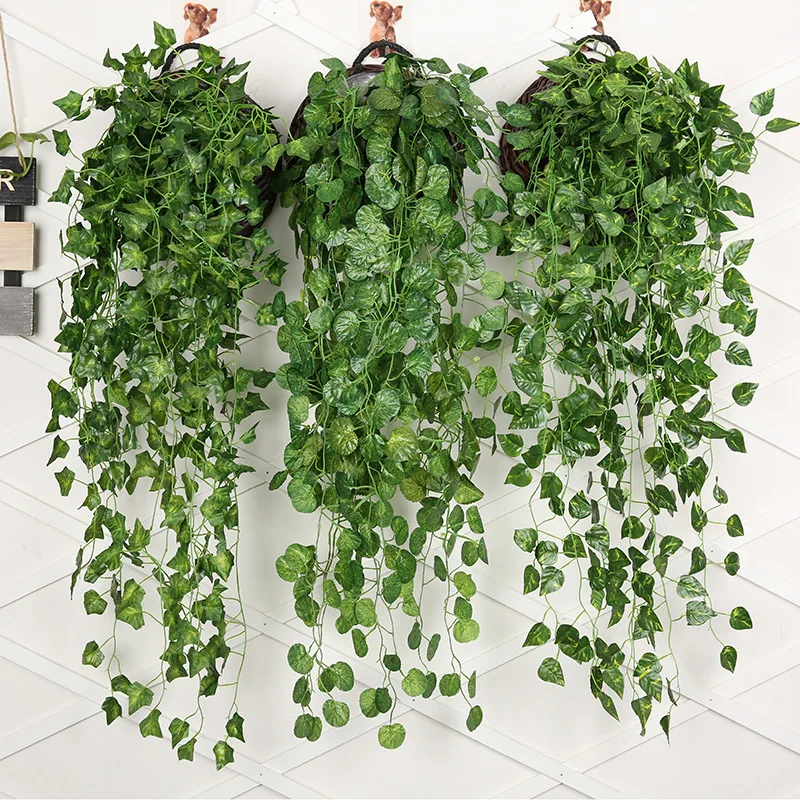 Rattan Plant Basket - 인공 녹색 무 벽걸이 식물 등나무,