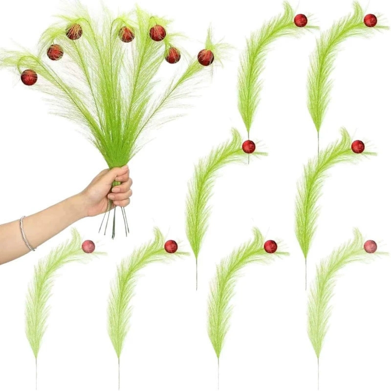 크리스마스 트위스티드 그린 브랜치 엘프 장식, 그린치  - Pampas Grass Decor 리뷰 및 가격