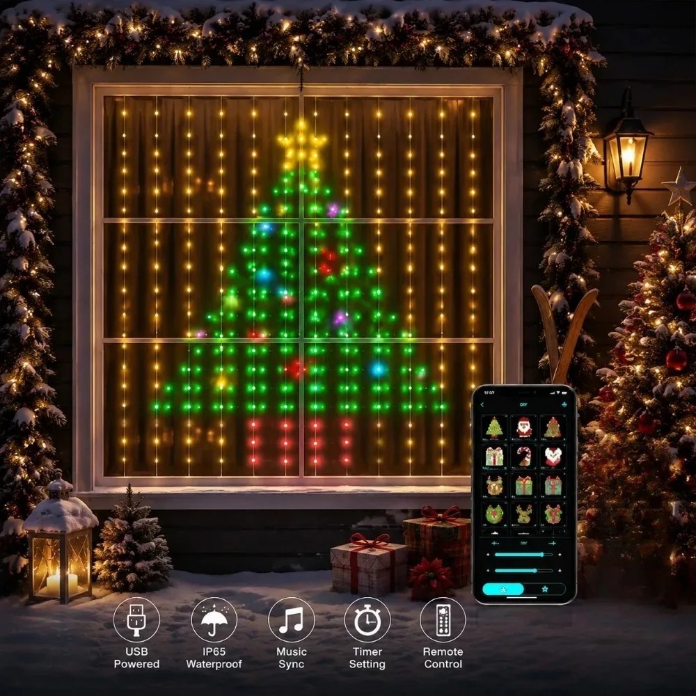 LED 픽셀 커튼 조명 블루투스 앱 제어 RGB 스마트 - Home Decor Free App 리뷰 및 가격