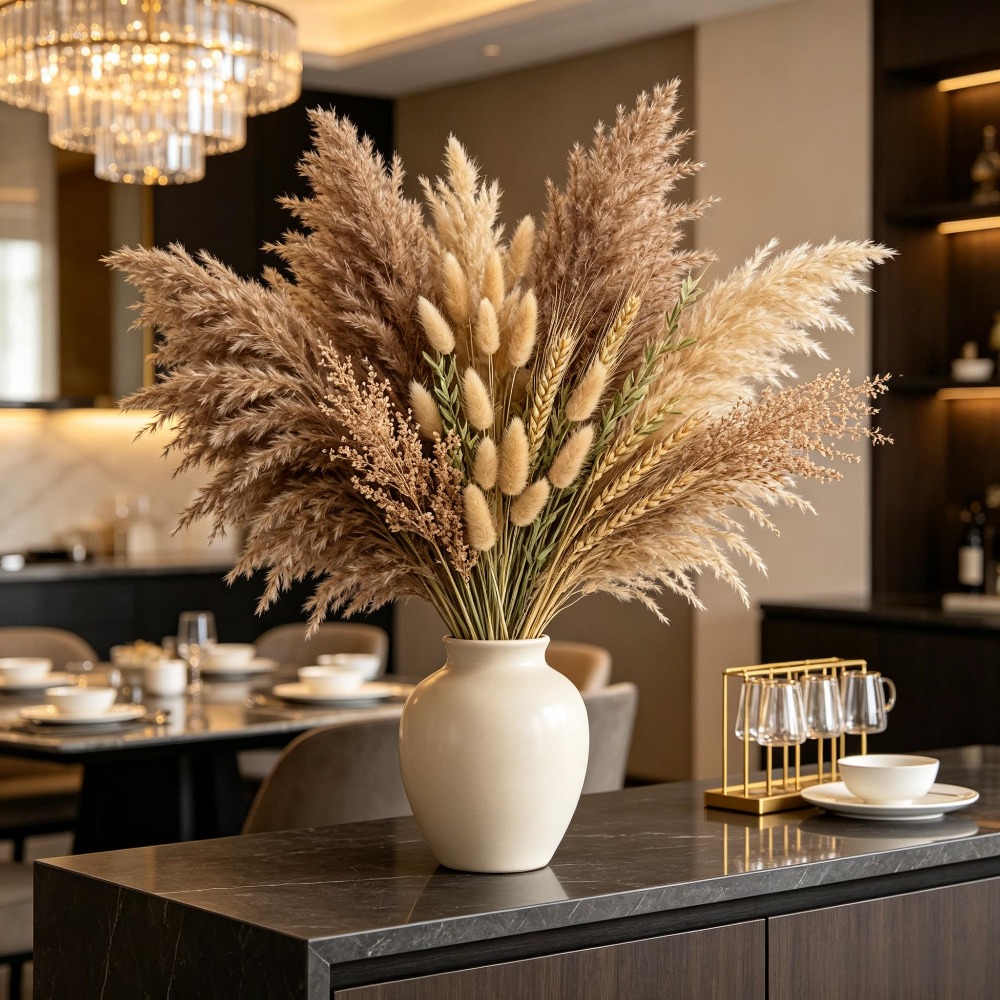 1. 다양한 종류의 말린 꽃으로 만든 꽃다발, 팜파스  - Pampas Grass Decor 리뷰 및 가격