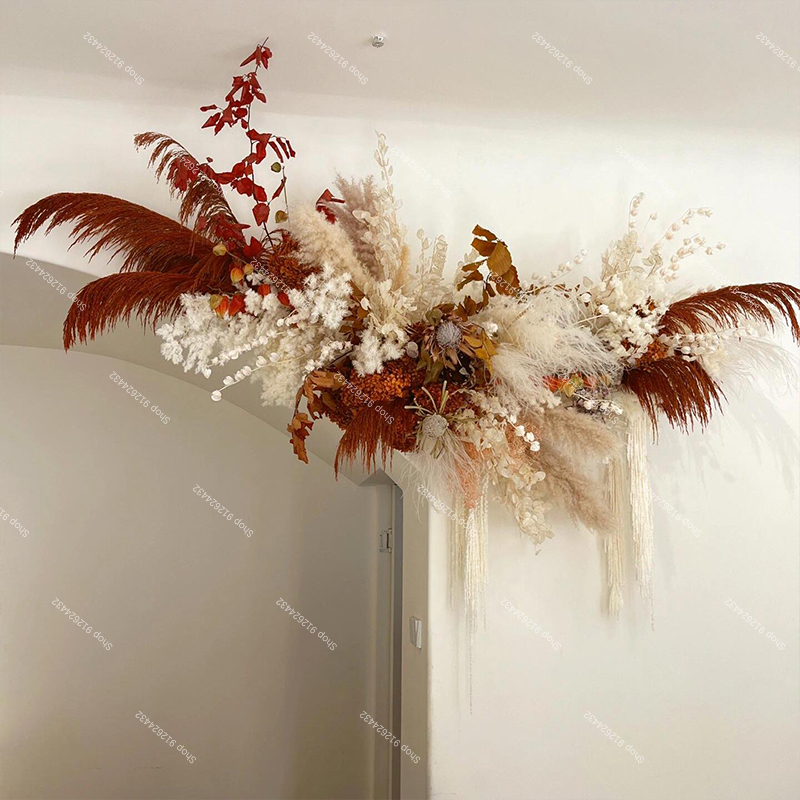 팜파스 그라스, 인조 장미, 플로럴 팜 잎, DIY 웨 - Pampas Grass Decor 리뷰 및 가격