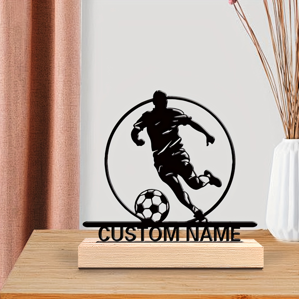 맞춤형 축구 선수 금속 조각상 (이름 포함), 나무 받 - Home Decor Theme 리뷰 및 가격