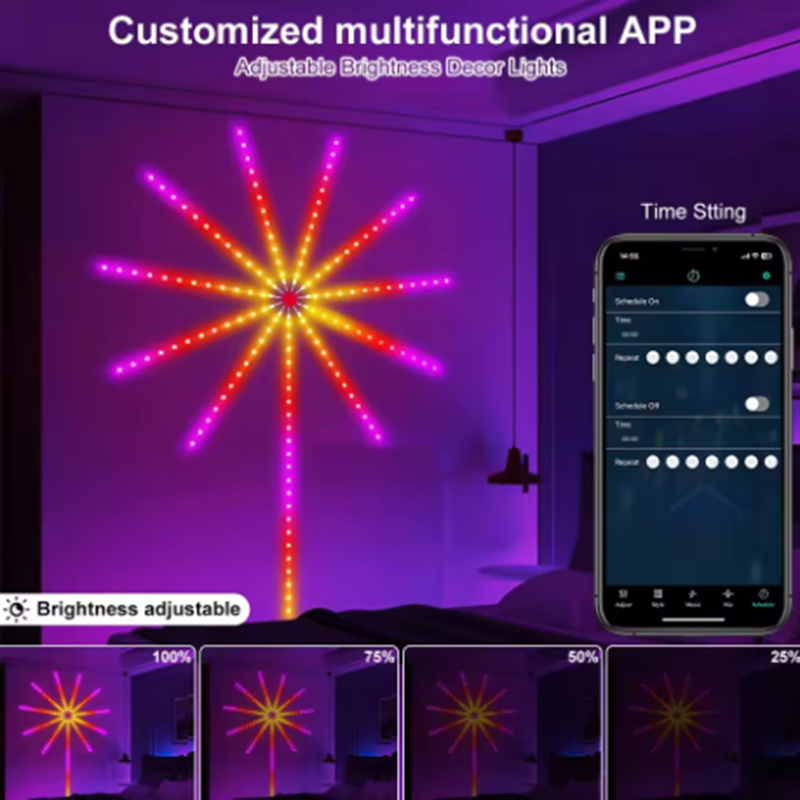 새로운 DC5V USB RGBIC 불꽃놀이 네온 LED - Home Decor Free App 리뷰 및 가격