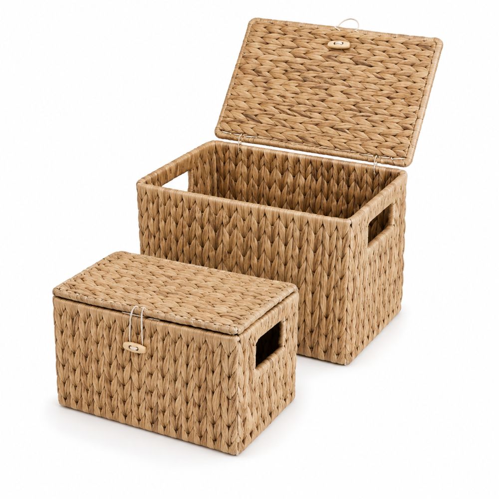 물히아신스 위커 수납 바구니 직사각형 손잡이 내장 뚜껑 - Rattan Plant Basket 리뷰 및 가격