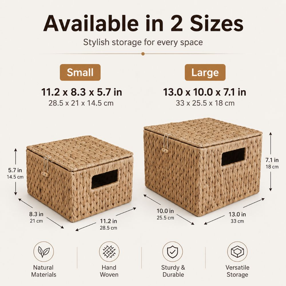 물히아신스 위커 수납 바구니 직사각형 손잡이 내장 뚜껑 - Rattan Plant Basket 리뷰 및 가격