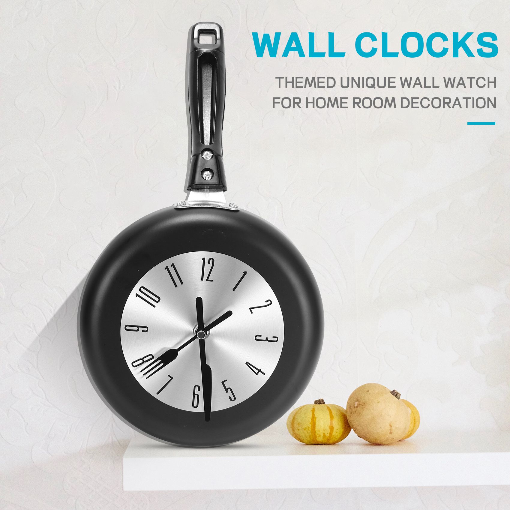 (A95Z) 8인치 프라이팬 디자인 벽걸이 시계, 주방 - Home Decor Theme 리뷰 및 가격