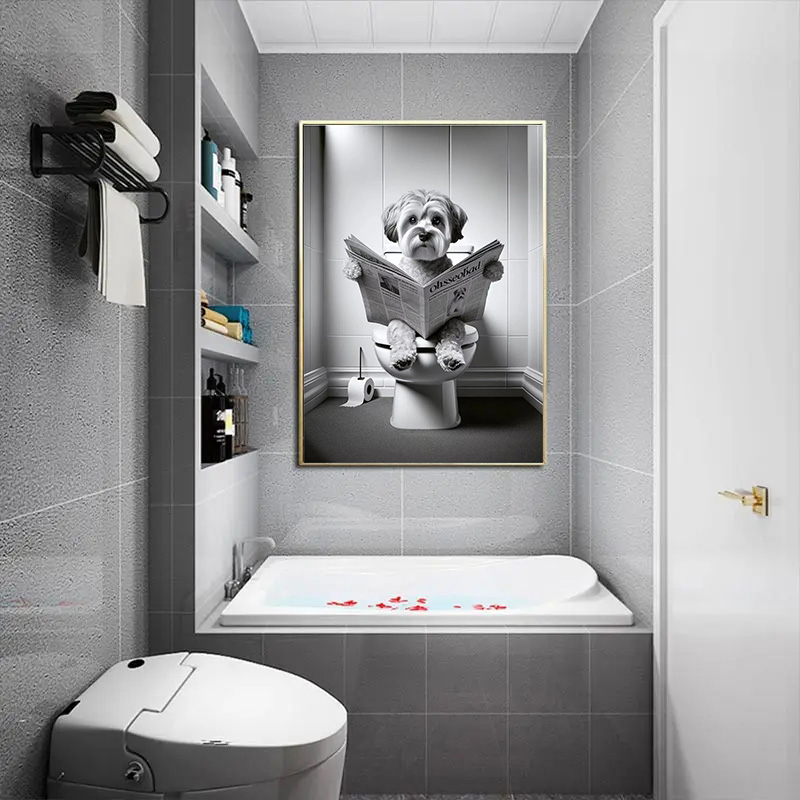 (1pc 프레임리스) 화장실에 앉아 신문을 읽고 있는  - Home Decor Magazine 리뷰 및 가격